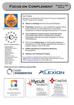 Focus on Complement - International Complement Society