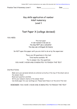 Practice Level 1 numeracy paper -(40 questions