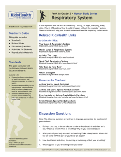 Teacher`s Guide: Respiratory System (PreK to Grade 2)