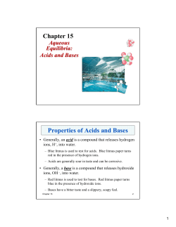 Chapter 15 Properties of Acids and Bases