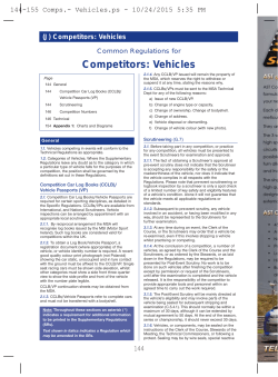 Common Regulations For Competitors: Vehicles