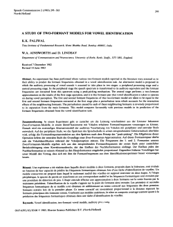 A STUDY OF TWO-FORMANT MODELS FOR VOWEL