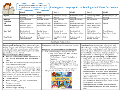 Kindergarten Language Arts &ndash; Reading 6th 6 Weeks