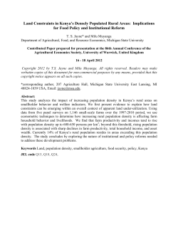 Land Constraints in Kenya`s Densely Populated