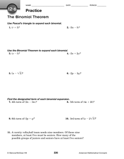 The Binomial Theorem Practice