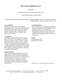 healthy personality - Continuing Psychology Education