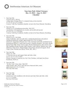 Paik Checklist - Smithsonian American Art Museum
