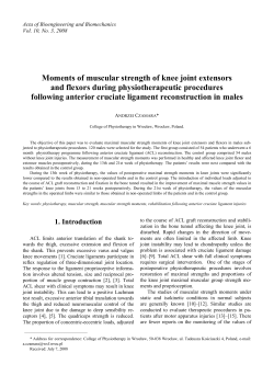 Moments of muscular strength of knee joint extensors and flexors