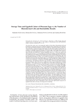 Storage time and eggshell colour of pheasant eggs vs