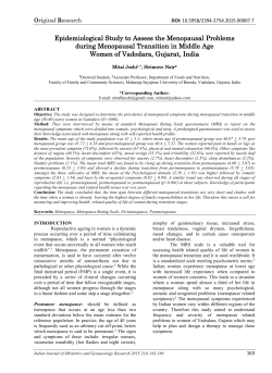 Epidemiological Study to Assess the Menopausal Problems during