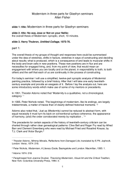 Modernism for Glasfryn sessions