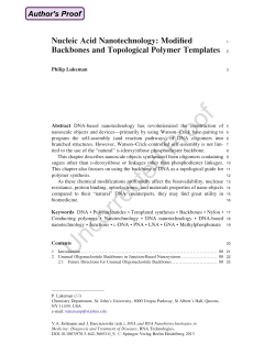 Nucleic Acid Nanotechnology: Modified Backbones