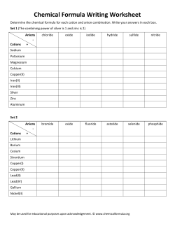 Chemical Formula Writing Worksheet