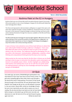 Newsletter Term 1 2016