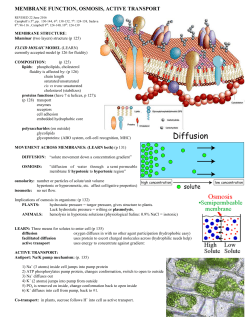 MEMBRANE FUNCTION, OSMOSIS, ACTIVE TRANSPORT