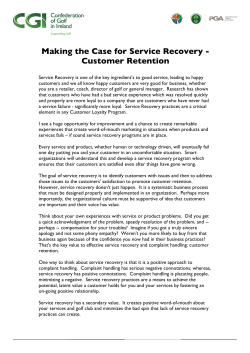 Making the Case for Service Recovery