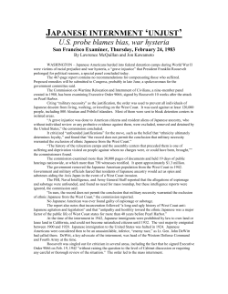 JAPANESE INTERNMENT `UNJUST`