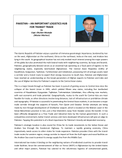 pakistan &ndash; an important logistics hub for transit trade