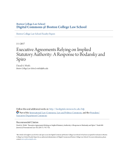 Executive Agreements Relying on Implied Statutory Authority: A