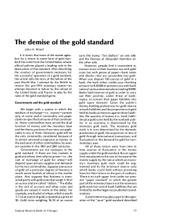 The demise of the gold standard - Federal Reserve Bank of Chicago