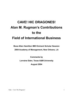 CAVE! HIC DRAGONES! Alan M. Rugman`s Contributions to the