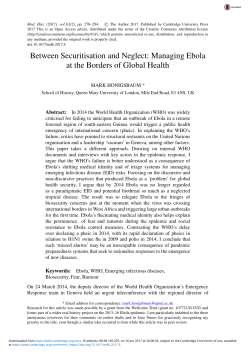 Between Securitisation and Neglect: Managing Ebola at the Borders