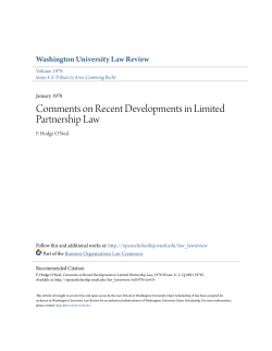 Comments on Recent Developments in Limited Partnership Law