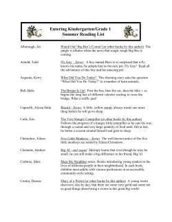 Entering Kindergarten/Grade 1 Summer Reading List