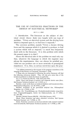 463 THE USE OF CONTINUED FRACTIONS IN THE DESIGN OF