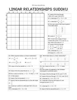 Linear Relationships Sudoku