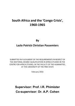 South Africa and the `Congo Crisis`, 1960-1965