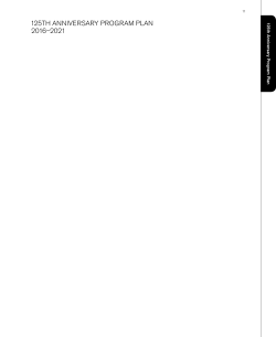 125TH ANNIVERSARY PROGRAM PLAN 2016&ndash;2021