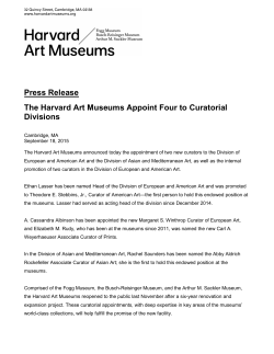 Press Release The Harvard Art Museums Appoint Four to Curatorial