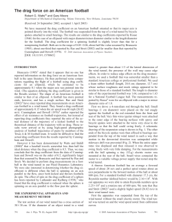 The drag force on an American football