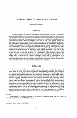 ON THE ECOLOGY OF HOME RANGE IN BIRDS Antonio