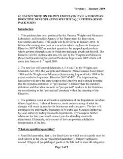 NWML Guidance Notes on Deregulating Fixed Pack