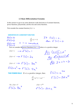 2.3 Basic Differentiation Formulas (9/23-9/24