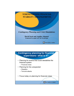 Contingency planning for financial supervisors&ndash; what is it?