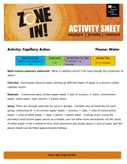 Summer of Learning Activities: Water: Capillary Action