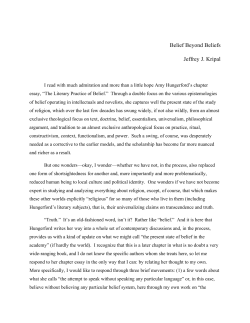 Belief Beyond Beliefs Jeffrey J. Kripal