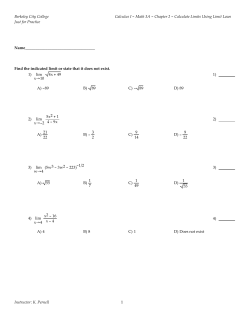 Practice Problems Calculate Limit Using Limit Laws