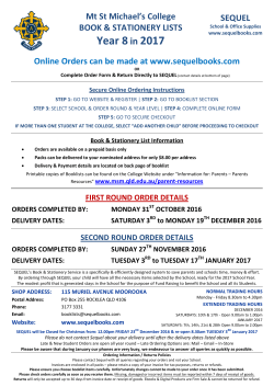 MSM 2017 Booklist Year 8 - Mt St Michael`s College