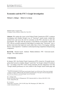 Economics and the FTC`s Google Investigation