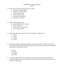 CHM2045 Exam 1 Review Questions Fall 2015 1