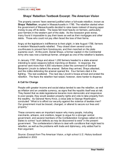 Shays` Rebellion Textbook Excerpt: The American Vision