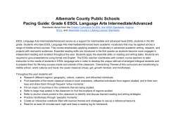Middle School ESOL Level 2 and 3 Sample Pacing Guide