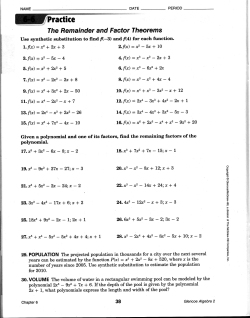 The Remainder and Factor Theorems 8.f@)=x2-5x-4