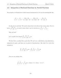 4.5 Integration of Rational Functions by Partial Fractions