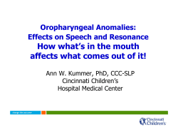 Oropharyngeal Anomalies: Effects On Speech And Resonance