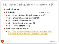 381: Other Distinguishing Characteristic (R)